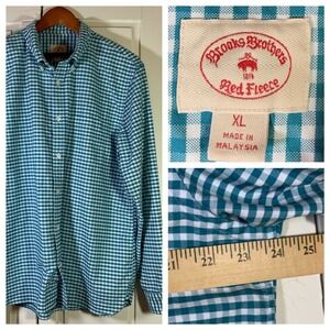 Brooks Brothers Red Fleece‎ Men's Long Sleeve Gingham Button Down Shirt XL